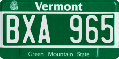 VT license plate BXA965