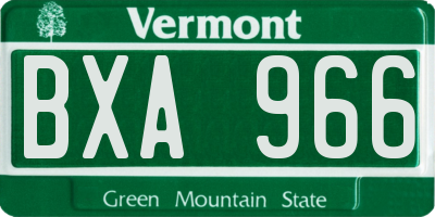 VT license plate BXA966