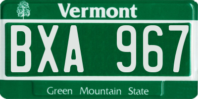 VT license plate BXA967