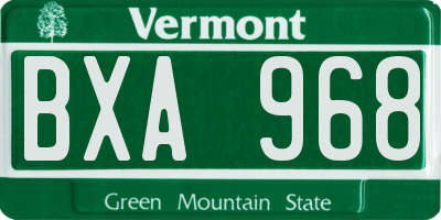 VT license plate BXA968