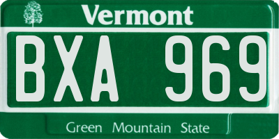 VT license plate BXA969