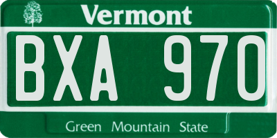 VT license plate BXA970
