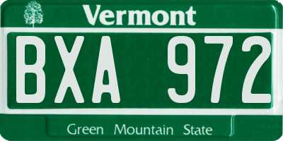 VT license plate BXA972