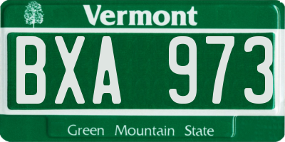 VT license plate BXA973