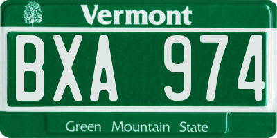 VT license plate BXA974