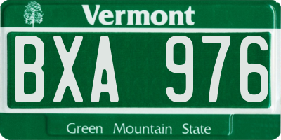 VT license plate BXA976