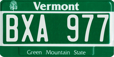 VT license plate BXA977