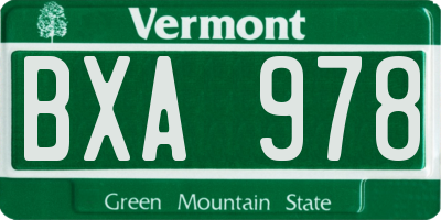 VT license plate BXA978