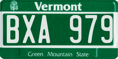 VT license plate BXA979
