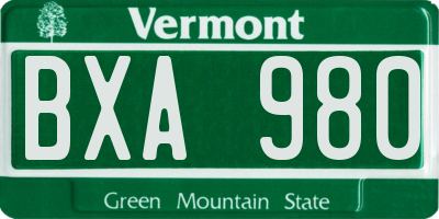 VT license plate BXA980
