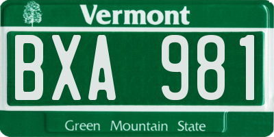 VT license plate BXA981