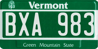 VT license plate BXA983