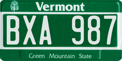 VT license plate BXA987