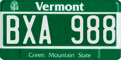 VT license plate BXA988