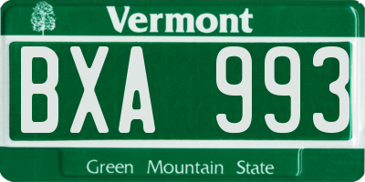 VT license plate BXA993
