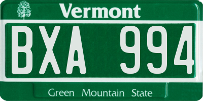 VT license plate BXA994