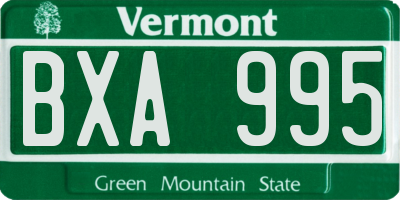 VT license plate BXA995
