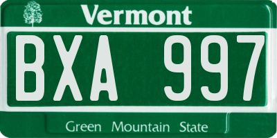 VT license plate BXA997