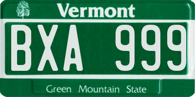 VT license plate BXA999
