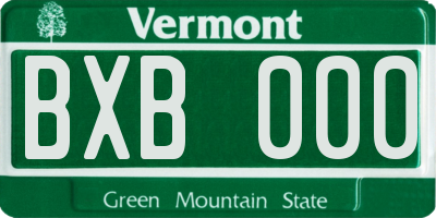 VT license plate BXB000