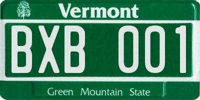 VT license plate BXB001