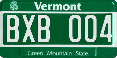 VT license plate BXB004