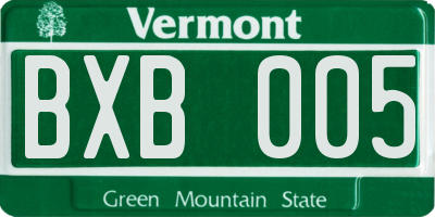 VT license plate BXB005
