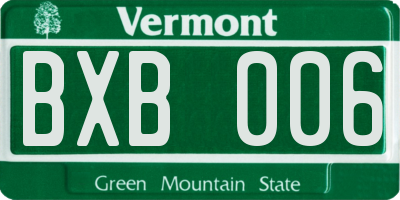 VT license plate BXB006