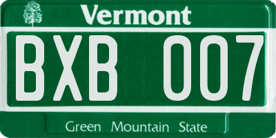VT license plate BXB007