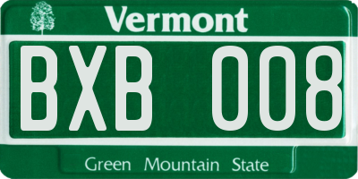 VT license plate BXB008