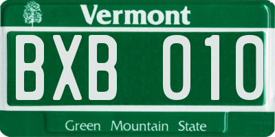 VT license plate BXB010