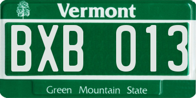 VT license plate BXB013