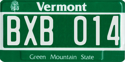 VT license plate BXB014