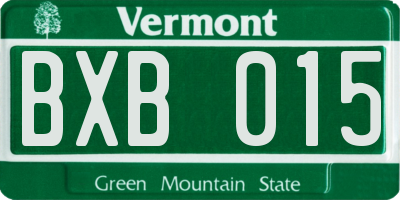 VT license plate BXB015