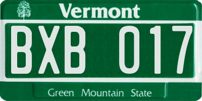 VT license plate BXB017