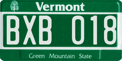 VT license plate BXB018