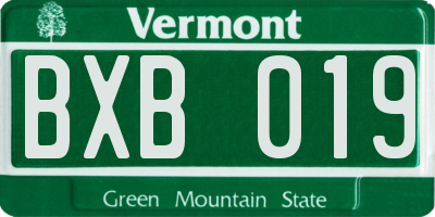 VT license plate BXB019
