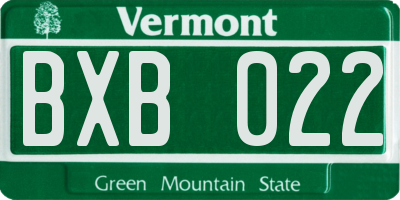 VT license plate BXB022