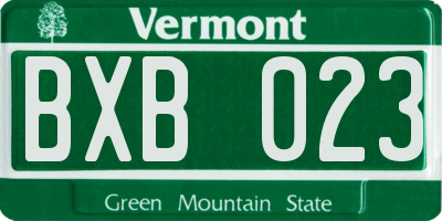 VT license plate BXB023