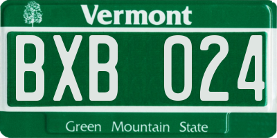 VT license plate BXB024
