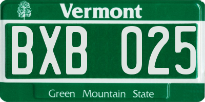 VT license plate BXB025