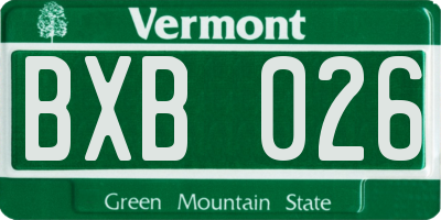 VT license plate BXB026