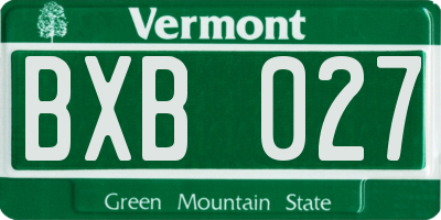 VT license plate BXB027