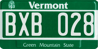VT license plate BXB028