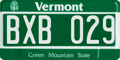 VT license plate BXB029