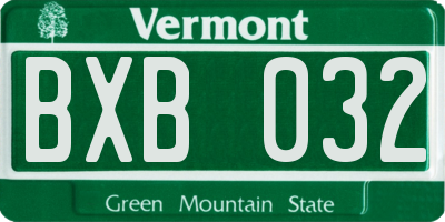 VT license plate BXB032