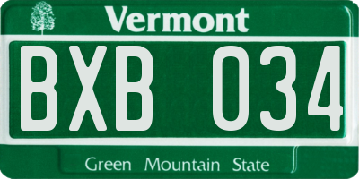 VT license plate BXB034