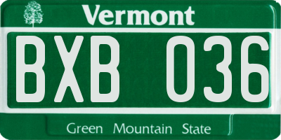 VT license plate BXB036