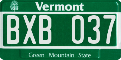 VT license plate BXB037