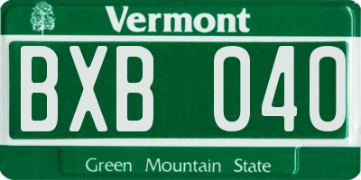 VT license plate BXB040